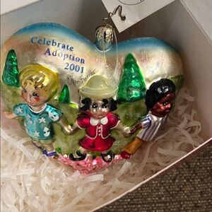 Christopher Radko: Signed celebrating adoption 2001 Heart-Shaped Ornament